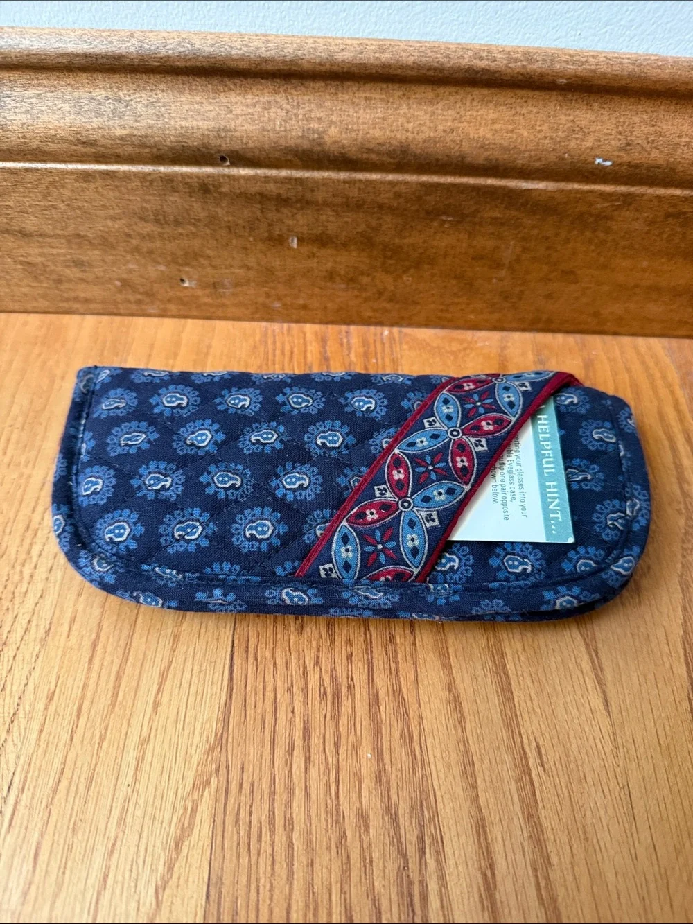 Vera Bradley Double Eyeglass Case Navy 100% Cotton Machine Washable Made in USA